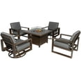 thumbnail image 1 of Aluminum Patio Furniture Set, 5 Pieces Outdoor Sectional Conversation Set with 41.34'' Fire Pit Table, Swivel Chair and Armchair, All-Weather Modern Seating Set for Backyard - 2 Swivel + 2 Armchair, 1 of 5