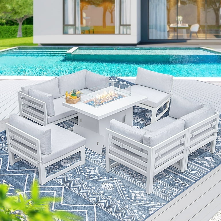 White wicker patio furniture set sale