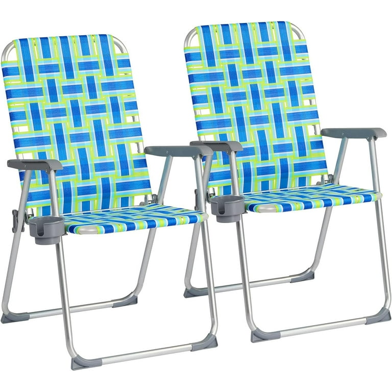 Aluminum Patio Lawn Chairs Folding Set of with Detachable Cup