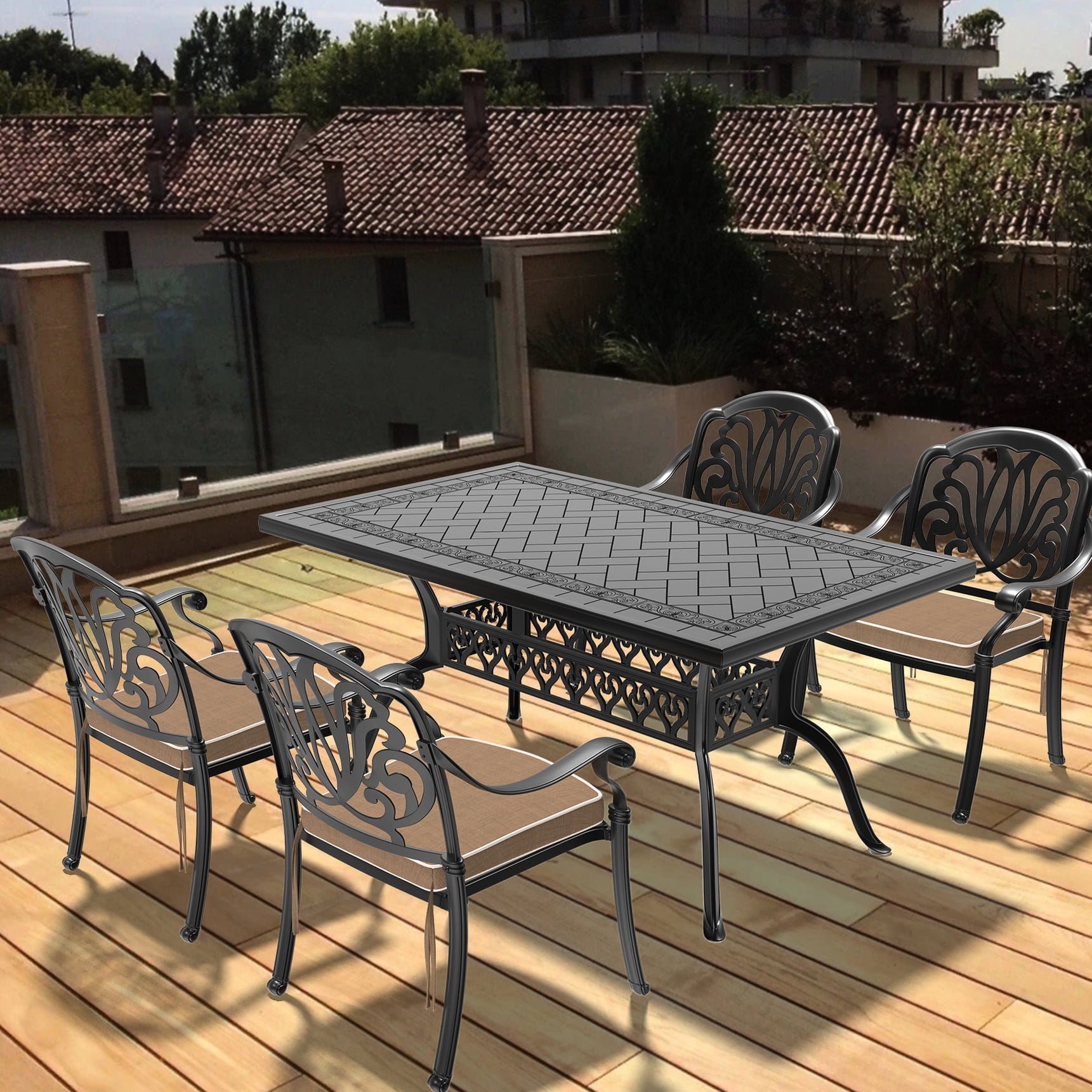 Aluminum Patio Set with Random Cushions / Outdoor Dining and Relaxation ...