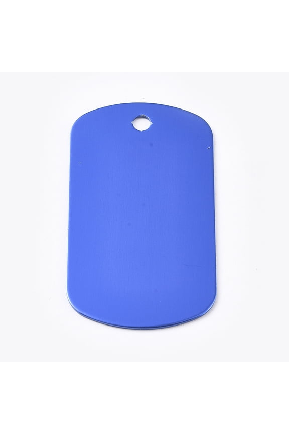 Aluminum Pendants Blank Tags Rectangle Royal Blue 50x29x1mm Hole: 3.5mm