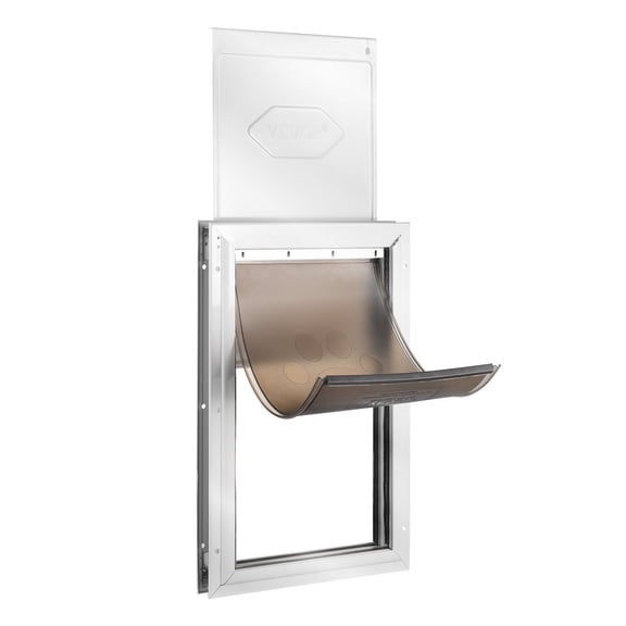 Aluminum Pet Door with Lock, 16.65" x 27.44" Weatherproof Dog Door, Easy Installation for Interior/Exterior Doors, White XL for Cats and Dogs