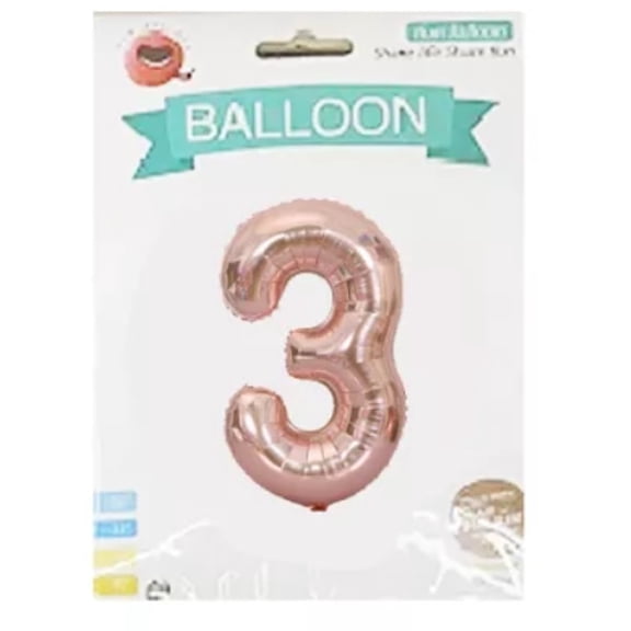Aluminum Pink Number "3" Balloon
