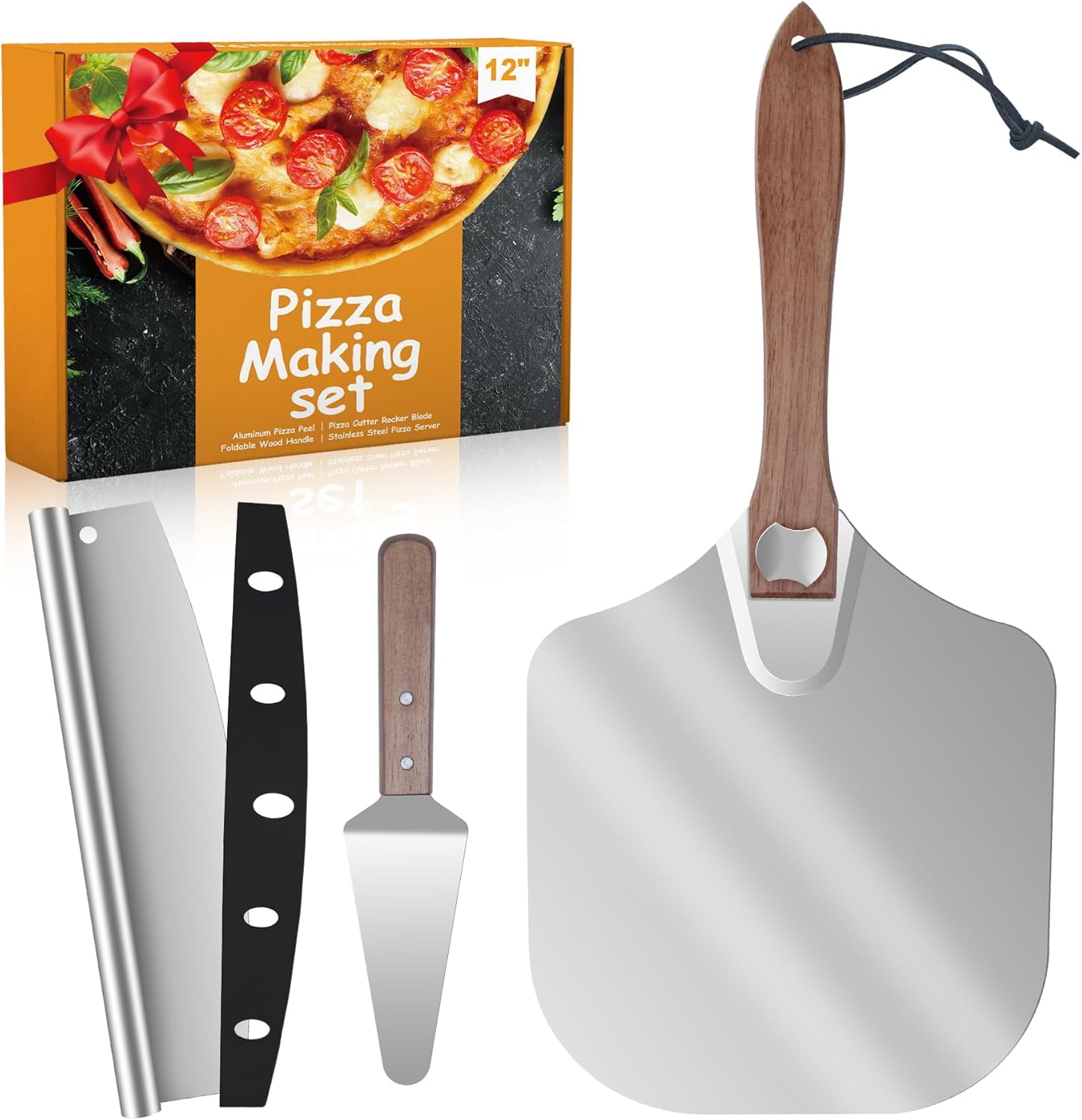 Aluminum Pizza Peel With Foldable Wooden Handle - Metal Paddle, Rocker ...