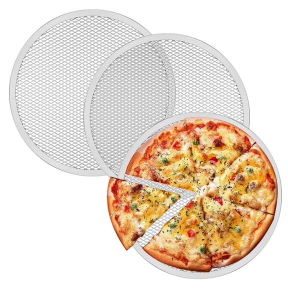Aluminum Pizza Screen 12 Inch Non Stick Mesh Baking Tray Oven Air Fryer 3 Pcs (diameter:12inches )