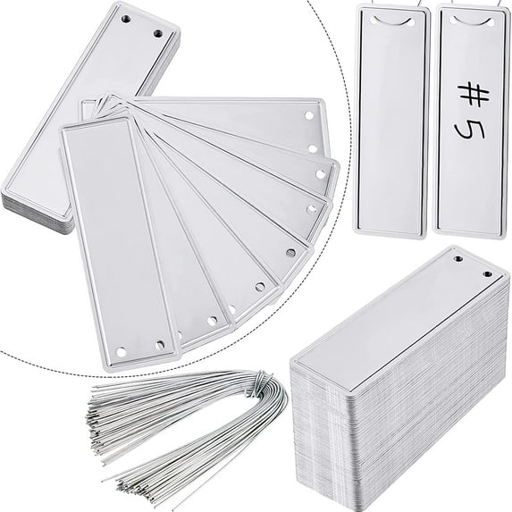 Aluminum Plant Labels Metal Plant Labels Aluminum Tree Tags with Metal Wires Double Sided Write On Metal Tags for Plant Markers, Tree Tags, Outdoor Identification and Greenhouse