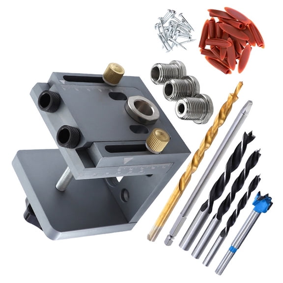 Aluminum Pocket Hole Fixture Set with Stepped Drill Bit Fixture Woodworking 9/9.5mm Drilling Guide Positioner Tool