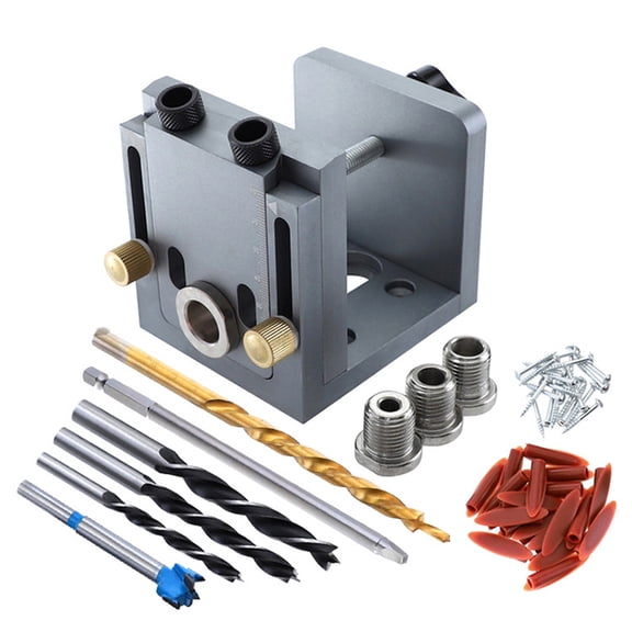 Aluminum Pocket Hole Fixture Set with Stepped Drill Bit Fixture Woodworking 9/9.5mm Drilling Guide Positioner Tool