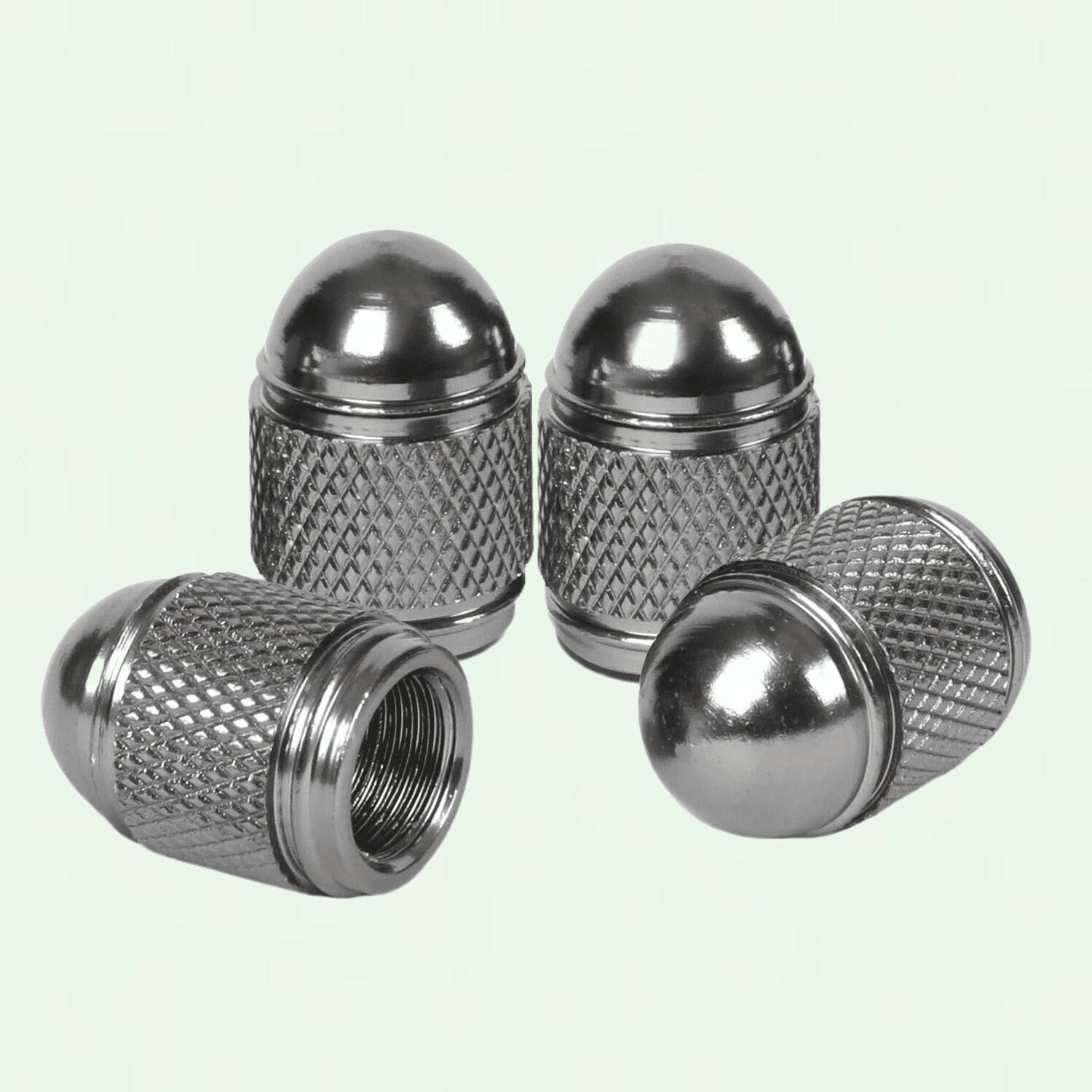 Aluminum Polished Metal Chrome Tire Valve Stem Caps (4 Pack)