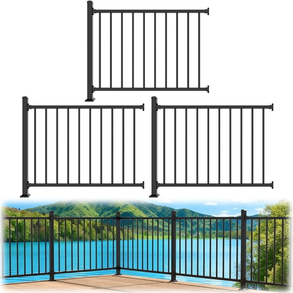 Aluminum Porch and Deck Railing for Stairs, AAMA 2604–Grade Textured Matte Black Outdoor Stair Railing Kit for Outdoor Steps Deck and Front Porch Railing