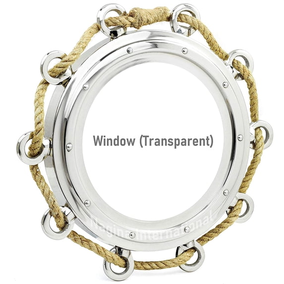 Aluminum Porthole Jalebi Rope Window (Nickel Polished) - (16 Inches)