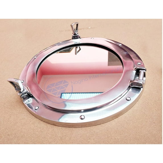 Aluminum Porthole MIRROR (Nickel Polished) - (12 Inches)