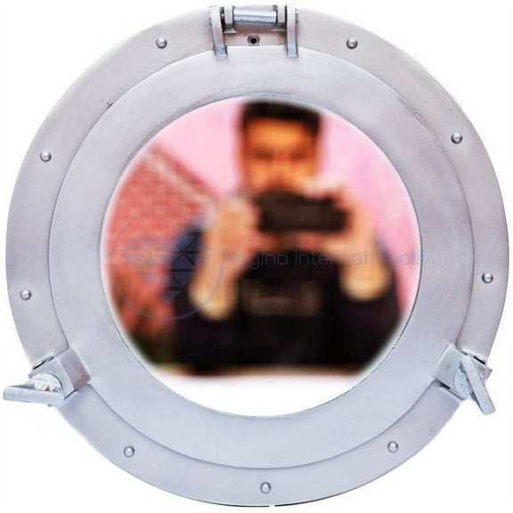Aluminum Porthole (Silver Coated Finish) - (Mirror) - (10 Inches)