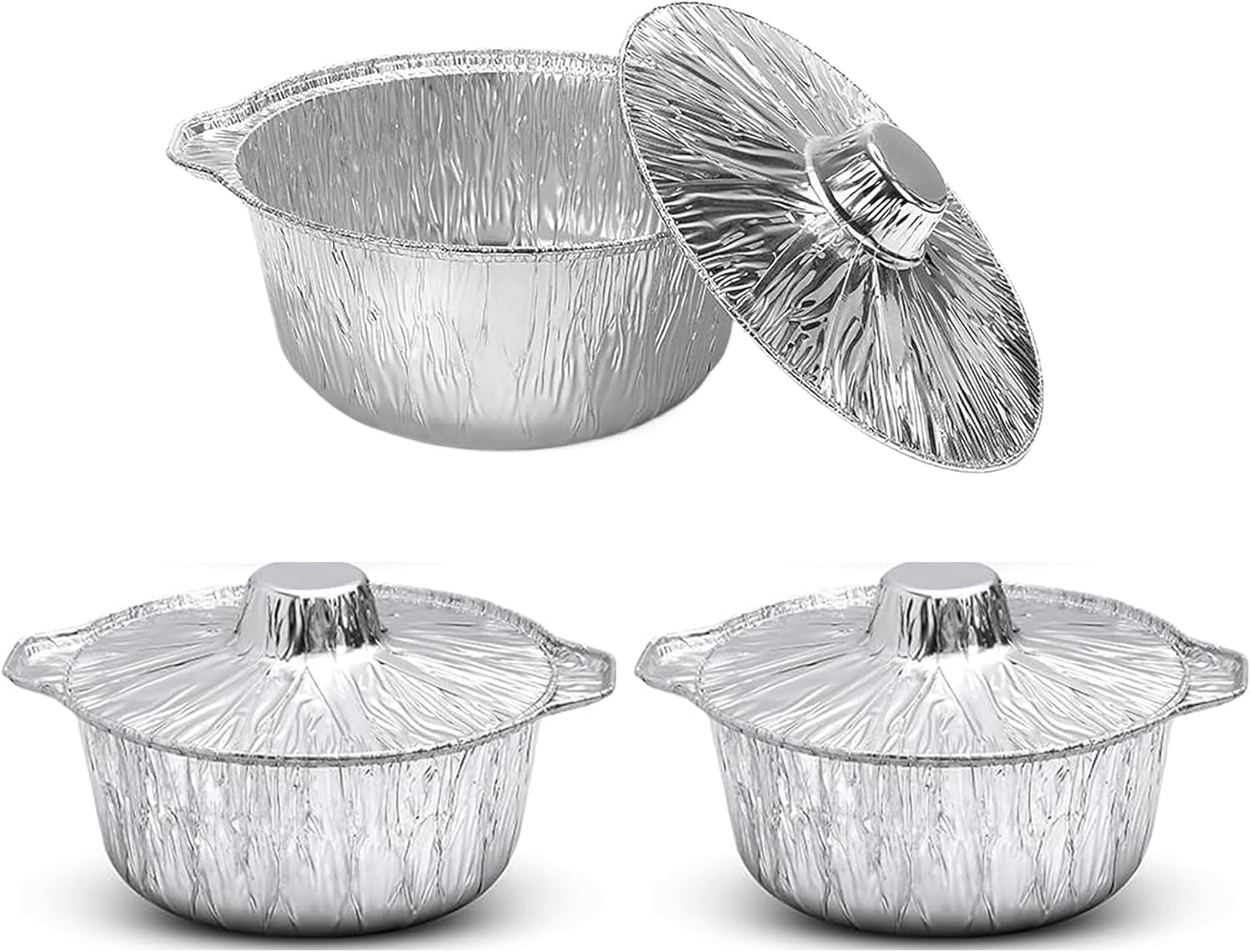 Aluminum Pots with Lids: Disposable Cookware Aluminum Foil Pans Round ...