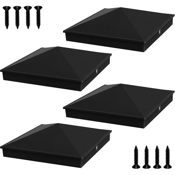 Aluminum Pyramid Post Caps Cover(with Spacer Liner) for 8" x 8"/7.5" x 7.5" Wood Post, Fence Post Caps, Deck Post Cap with Matte Finish Powder Coated Surface(4 Pack)