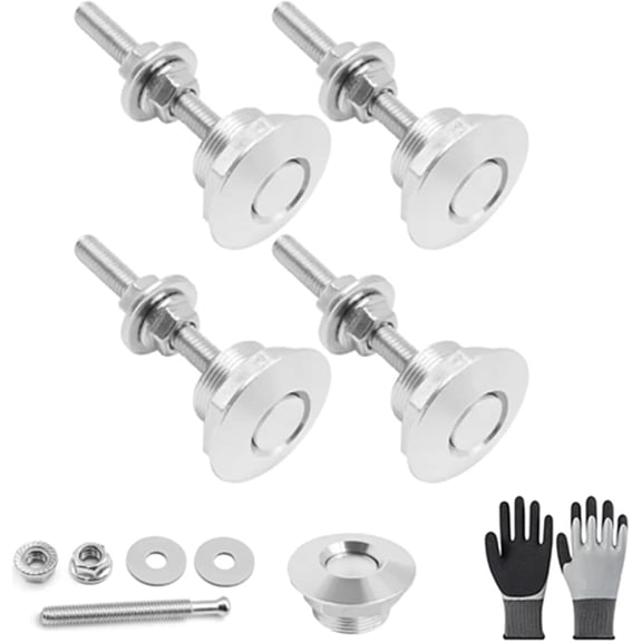 Aluminum Quick Release Fasteners, Quick Release Aluminum Latches, Quick Releases Lock, Touch Heavy-Duty Fasteners, Rust-Proof Flush Mount & Seamless Home DIY Elegance (Silver*4)