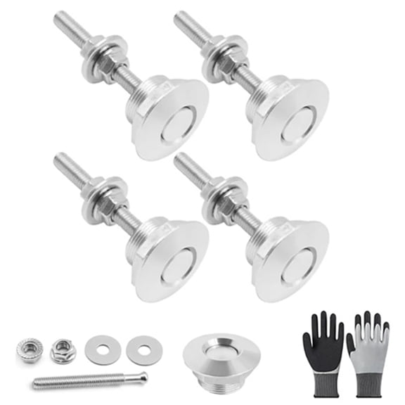 Aluminum Quick Release Fasteners, Quick Release Aluminum Latches, Quick Releases Lock, Touch Heavy-Duty Fasteners, Rust-Proof Flush Mount & Seamless Home DIY Elegance (Silver*4)