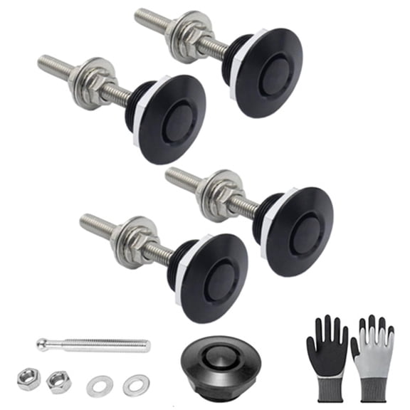 Aluminum Quick Release Fasteners, Quick Release Aluminum Latches, Quick Releases Lock, Touch Heavy-Duty Fasteners, Rust-Proof Flush Mount & Seamless Home DIY Elegance (black*4)