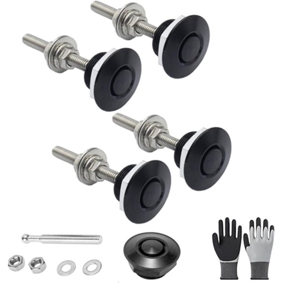 Aluminum Quick Release Fasteners, Quick Release Aluminum Latches, Quick Releases Lock, Touch Heavy-Duty Fasteners, Rust-Proof Flush Mount & Seamless Home DIY Elegance (Black*4)