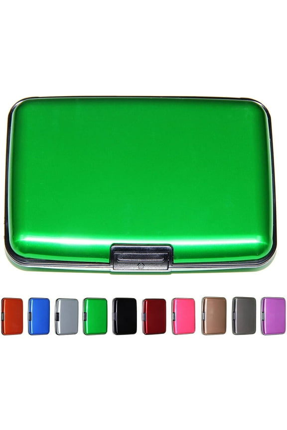 Aluminum RFID Blocking Credit Card Holder for Men & Women, Cool Slim Metal Business Card Case (Green)