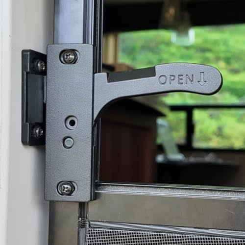 Aluminum RV Screen Door Latch Handle Replacement Kit (Right Hand) Metal Camper Travel Trailer Motorhome Entry Parts for Passenger Side
