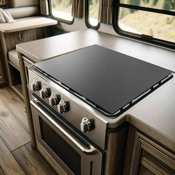 Aluminum RV Stove Top Cover & Gas Burner Board - Dual Non-Slip Design, Essential Camper Kitchen Accessory for Space Optimization, RV Noodle Board Stove Cover