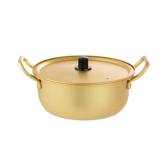 Aluminum Ramen Pot with Double Handles, Korean Hot Pot Soup Noodle Cooker, Small Saucepan for Cooking Noodles Soup and Hot Milk,1PCS