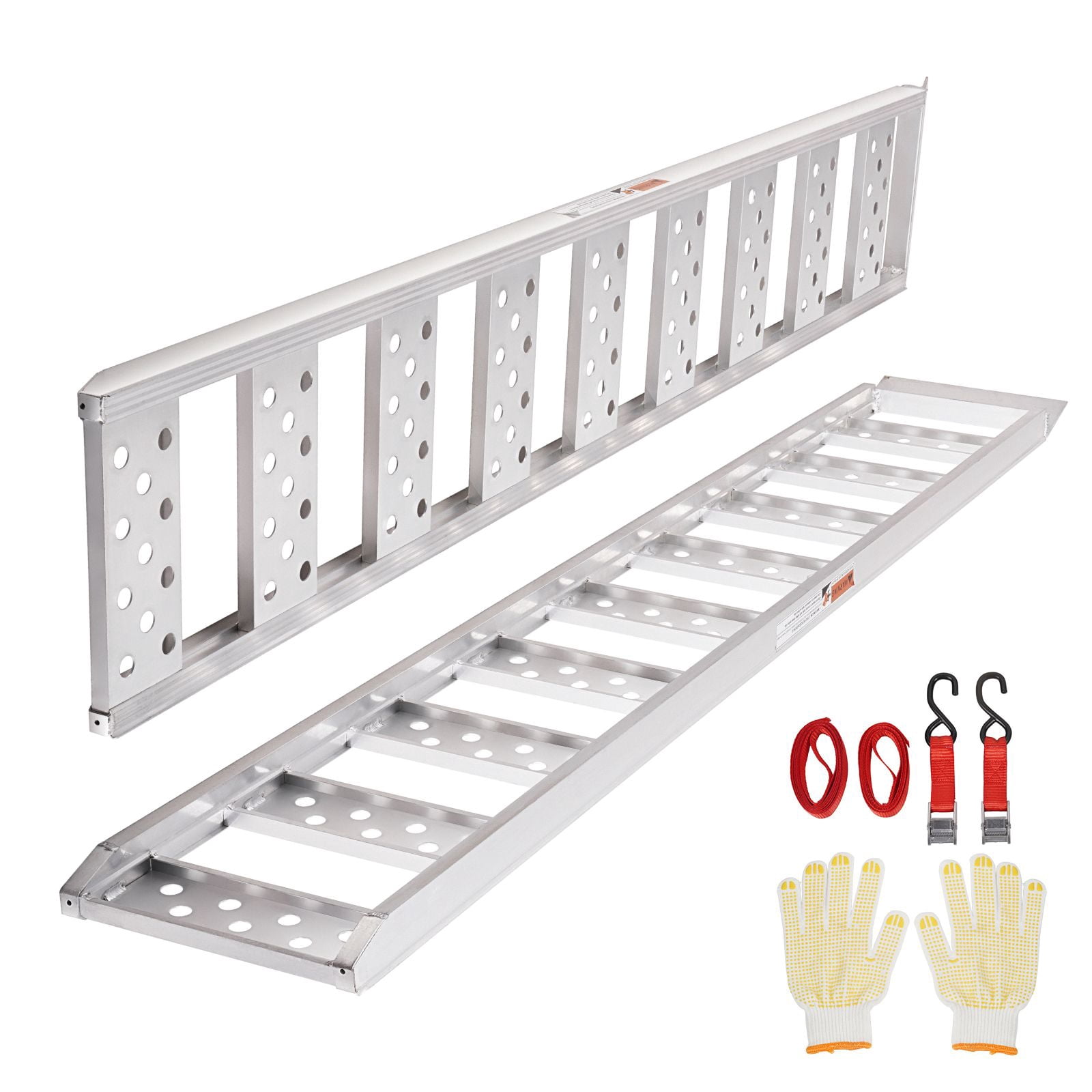 Aluminum Ramps, 1250lbs, Straight Ramp with Treads and Load Straps ...