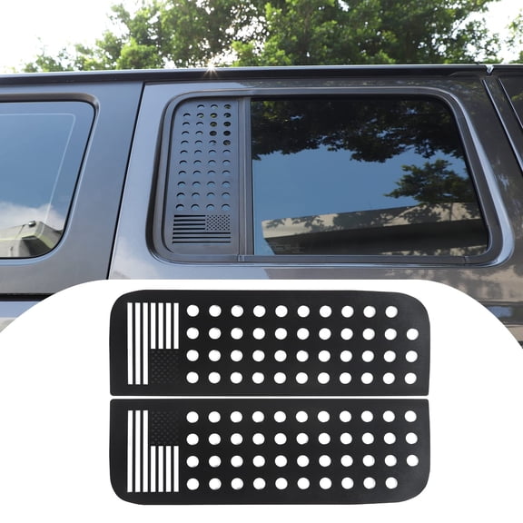 Aluminum Rear Side Window Decals Trim Exterior Accessories for 2018-2025 Jeep Wrangler JLU 4-Door & Gladiator JT, American Flag VT4