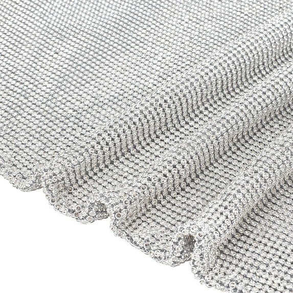 Aluminum Rhinestone Mesh Wrap Roll for Cloth Accessories Party Decoration Silver 500~535x1200~1230x2.3mm