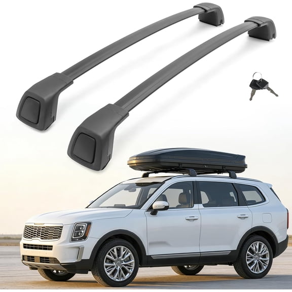 Aluminum Roof Rack Cross Bars Fit for 2019-2026 Kia Telluride S SX SX-P EX with Flush Side Rails, Aerodynamic Rooftop Cargo Carrier Luggage with Anti-Theft Lock (Except X-Line and X-Pro)