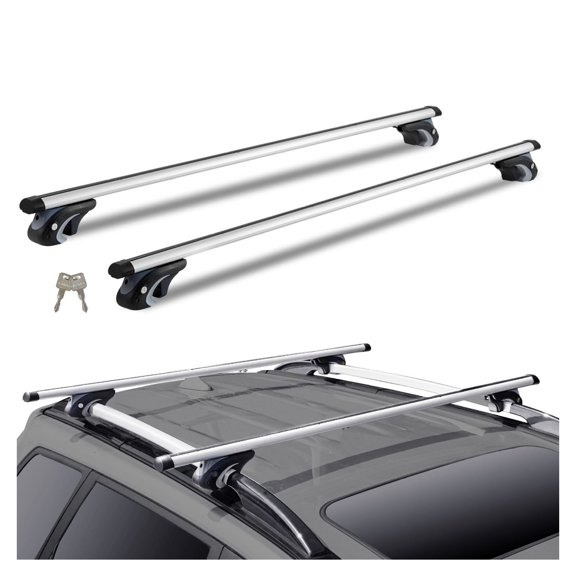 Aluminum Roof Rack Crossbars for Raised Side Rail Vehicles, Adjustable T Slot Cross Bars with Locks, 200 lbs Load Capacity, Fits Sedans, SUVs, Minivans, for Luggage, Kayak, Ski Mounting