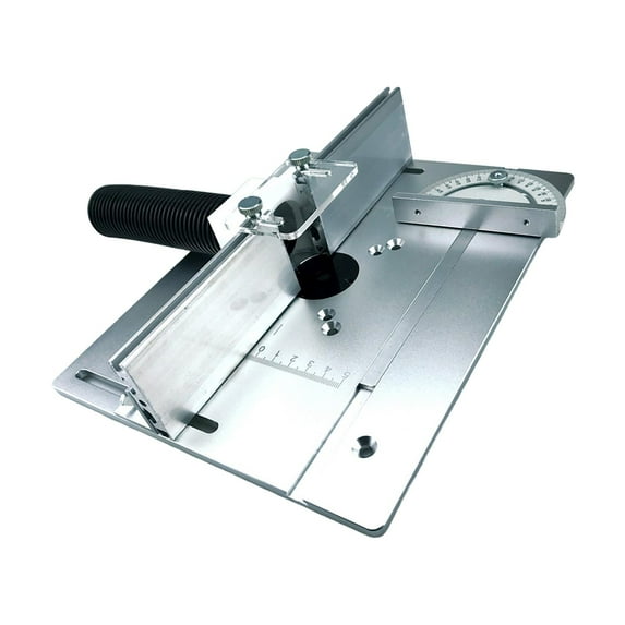 Aluminum Router Insert Plate with Sliding Fence, Woodworking Router Table Mounting Plate for Trimming Machine Argent