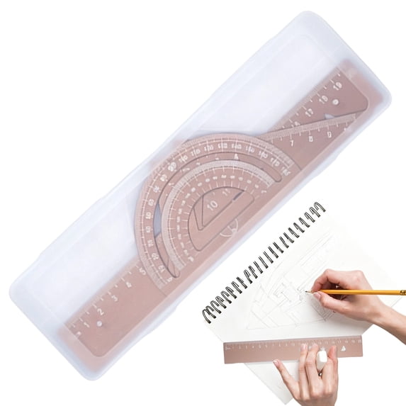 Aluminum Ruler Protractor & Triangles with Storage Box for Math Class, Architecture & Engineering Projects and Construction Layout, Complete Geometry Tool Set , By Preplabs