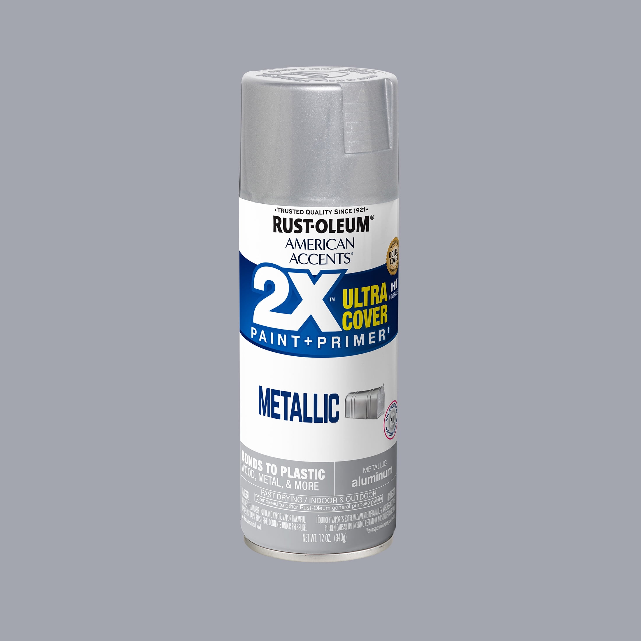 Aluminum, Rust-Oleum American Accents 2X Ultra Cover Metallic Spray Paint-327907, 12 oz