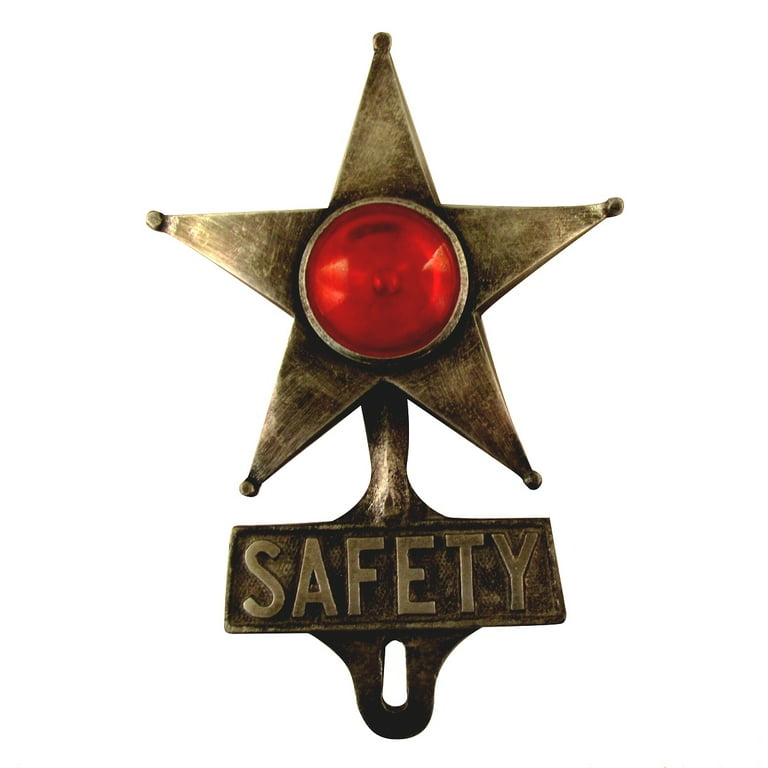 Aluminum Five point Star Safety License Plate Fob with Red Tag Reflector Aluminum Five point Star Safety License Plate Fob with Red Tag Reflector
