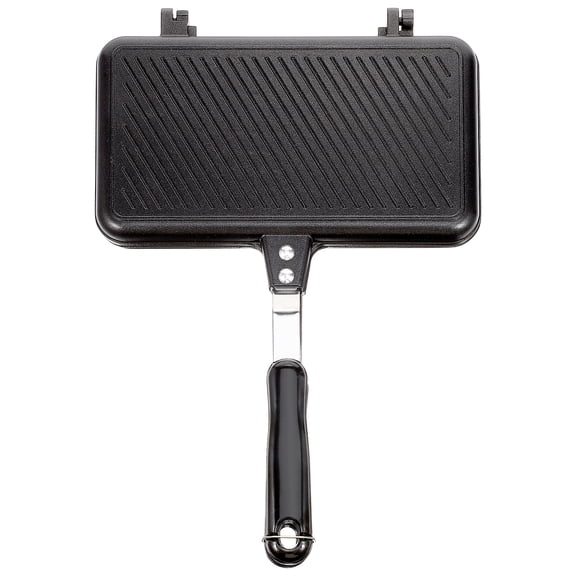 FOLOYORI Non-Stick Aluminum Sandwich Maker, Black, Ergonomic Handle, Versatile for Home Cooking