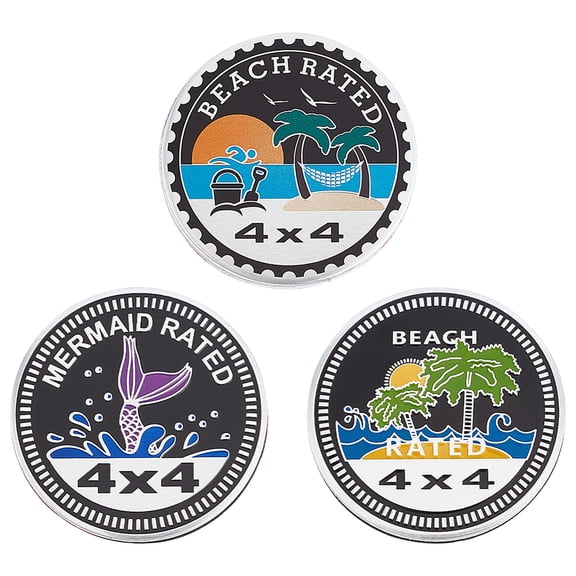 Aluminum Self-Adhesive Stickers for Car Decorations Flat Round Mixed Shapes 60x3mm 1pc/style