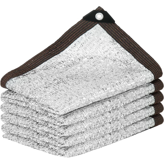 Aluminum Shade Cloth 10x10, 80% Reflective Tarp Aluminum, Cools 10-20F, Breathable Mesh Tarp with Grommets, Sunblock Netting Sun Shade Cover for RV, Tent, Garden, Car, Chicken Coop(Silver)