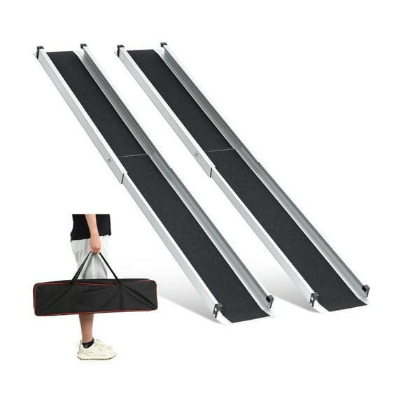 Aluminum Sheet Telescopic Ramp, Portable Wheelchair Ramp, Suitable For Steps, Home Thresholds, Doorways, Stairs, Comes With A Carrying Bag
