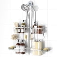 thumbnail image 1 of Aluminum Shower Caddy Hanging Adjustable Shower Caddy, Rustproof Hanging Shower Organizer with Hooks Soap Holders, Over Shower Head Caddy for Handheld Showerhead, White, 1 of 9