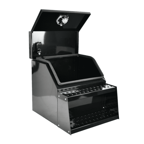 Aluminum Side Mount Semi Truck Tool Box with Saddle Step&Lock 25"x28"x24" Black