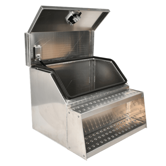 Aluminum Side Mount Semi Truck Tool Box with Saddle Step&Lock+Key 25"x28"x30"