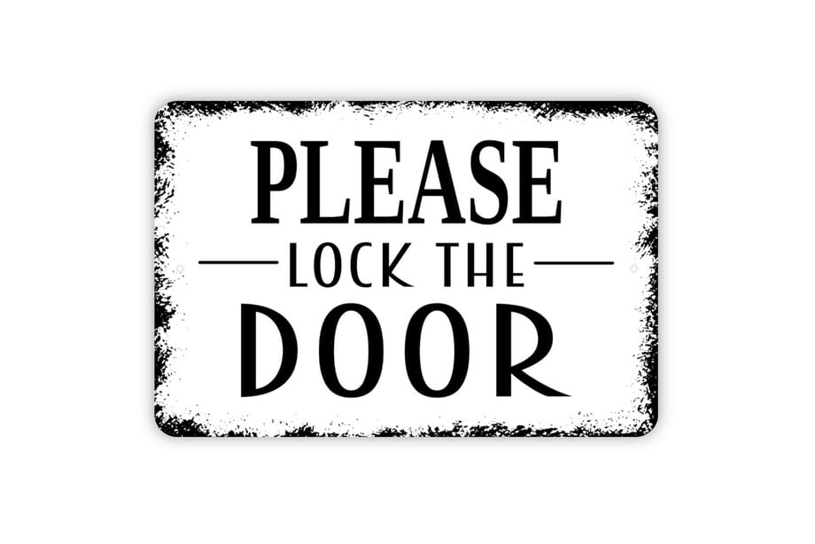 Aluminum Sign 12 x 16 inch Please Lock The Door Sign Metal Wall Art