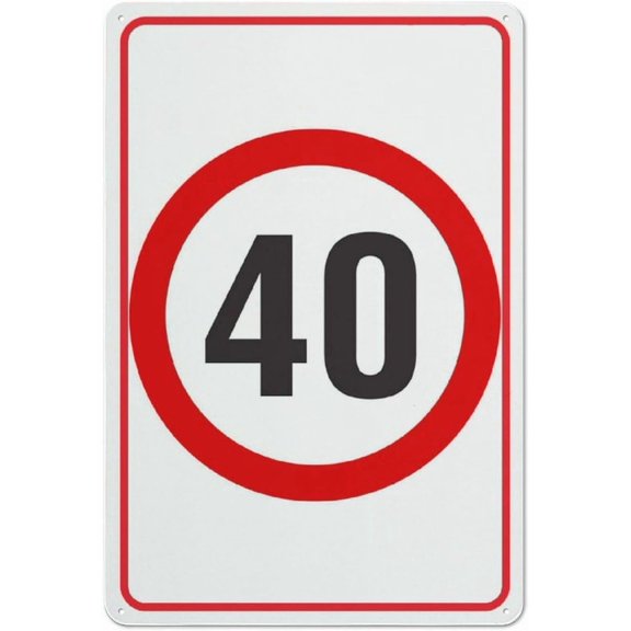 Aluminum Sign 40Km Speed Limit 8"x12" Pre-Drilled Indoor Outdoor