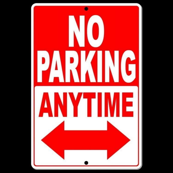 Aluminum Sign 8 x 12 inch - No Parking Either Direction Double Red Arrow Sign METAL warning street