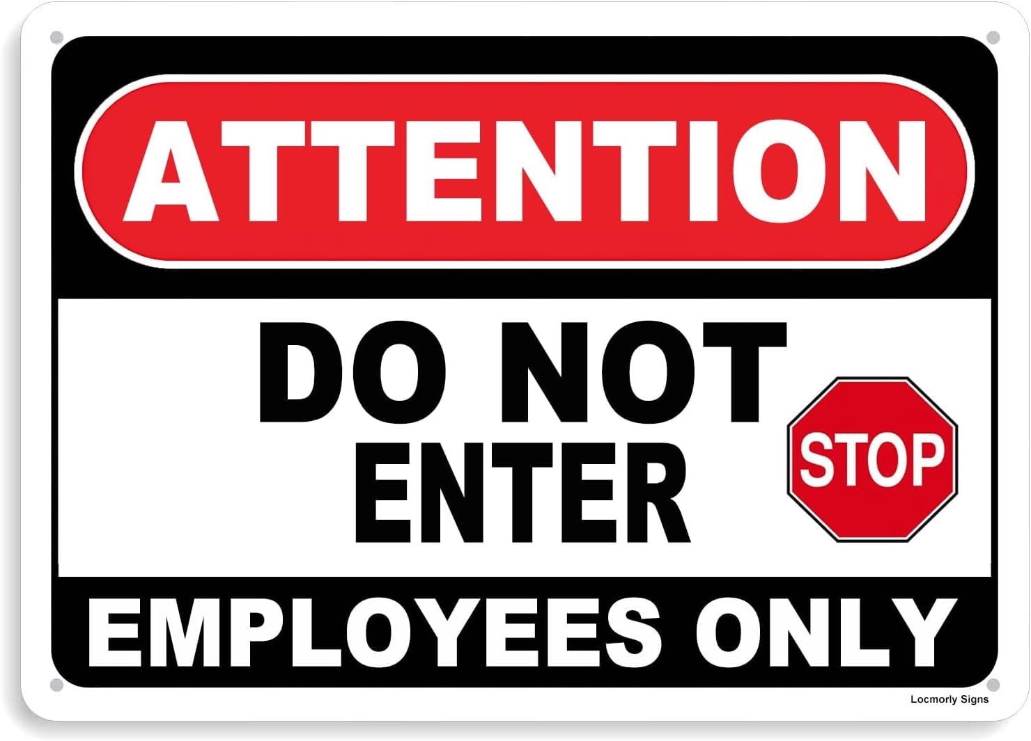 ISYFIX Sicherheitsschild – „Restricted Area, Do Not Enter, Employees Only“, 25,4x17,8 Cm, Aluminium, Wetterfest