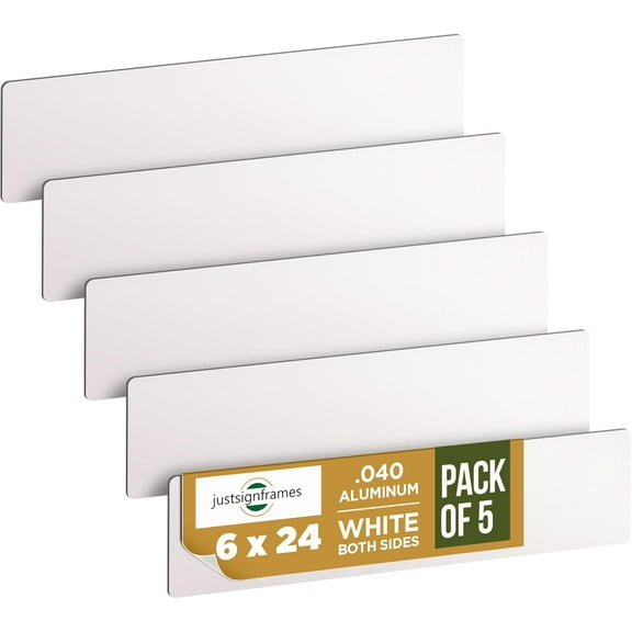 Aluminum Sign Blank, 6 x 24 x .040, White (Pack of 5) (AL0624040W)