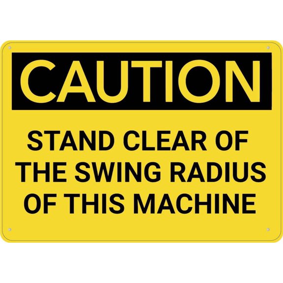 Aluminum Sign Caution Stand Clear Of Machine Swing 8"x12" UV Printed