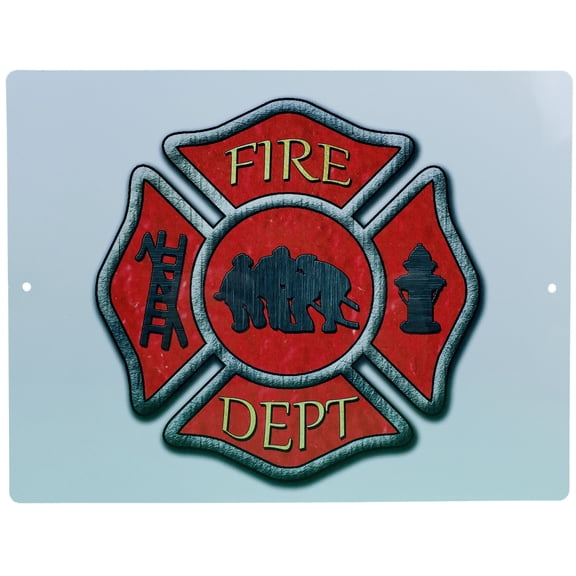 Aluminum Sign - Firemans Cross White Background - 12" x 9"